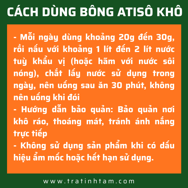 Cách sử dụng Bông Atiso Sấy Khô