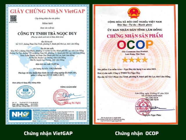 Chứng nhận Cao Atiso Chứng nhận Cao Atiso