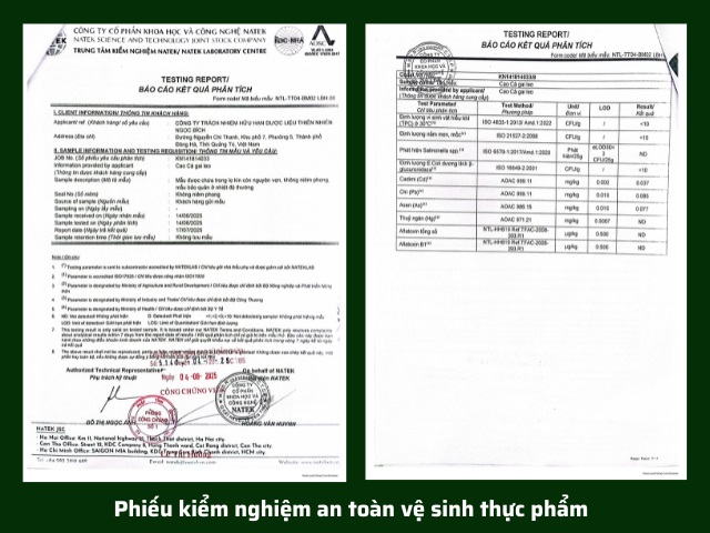 Kiểm nghiệm ATTP Cao Cà Gai Leo