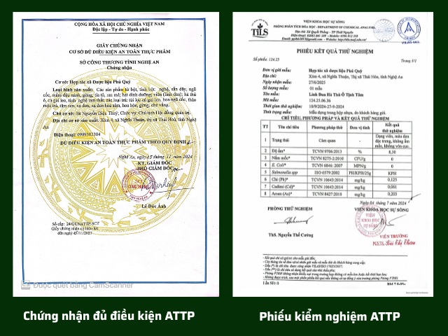 Chứng nhận ATTP Viên Hà Thủ Ô