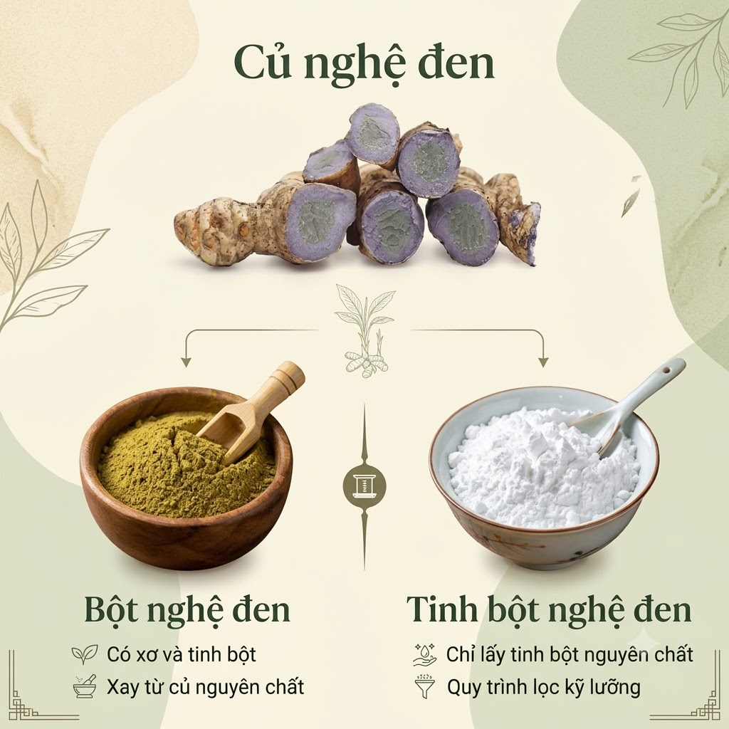 Phân biệt bột nghệ đen & tinh bột nghệ đen