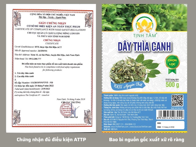 Chứng nhận ATTP Dây Thìa Canh