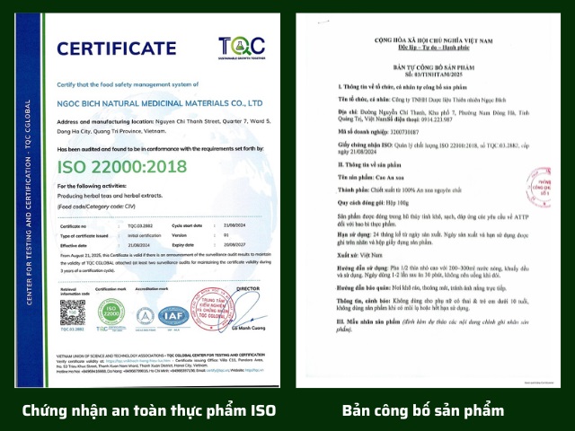 Chứng nhận ATTP Cao An Xoa