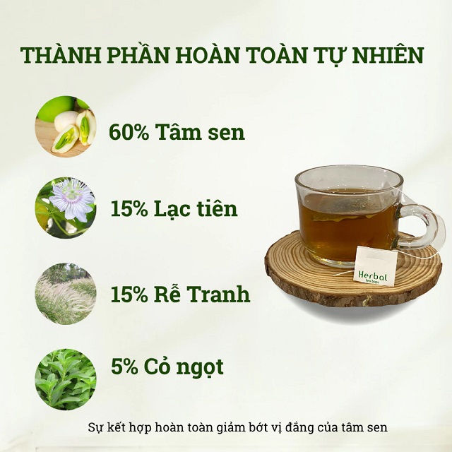 Thành phần Trà Tâm Sen túi lọc
