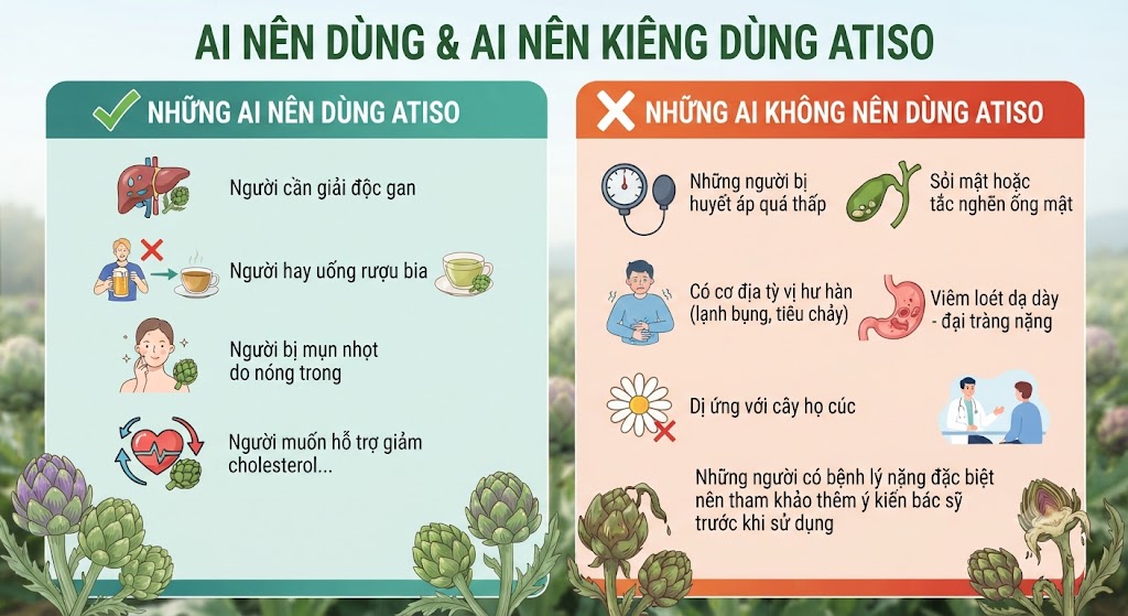 Những ai nên dùng và kiêng atiso
