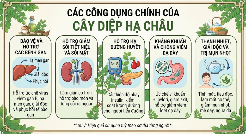 Những công dụng của Diệp Hạ Châu